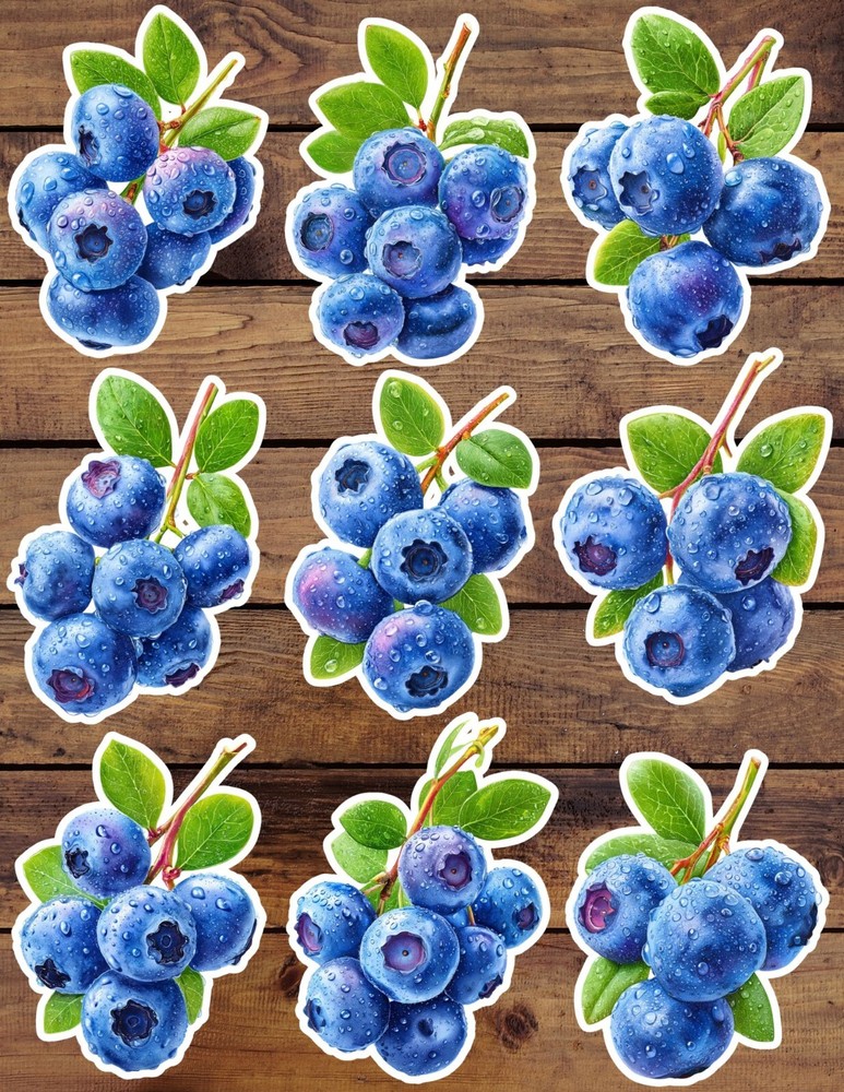 Blueberries Die Cut Vinyl Stickers Set Scrapbooking Laptop Water Bottle