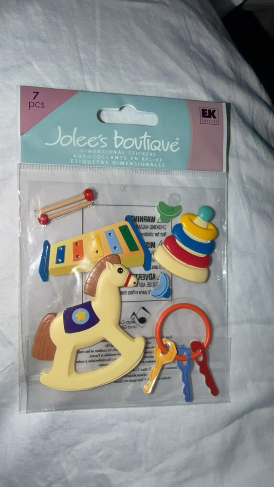 RARE Jolees Baby Toys Rocking Horse Xylophone Key On Ring 3D Scrapbook Stickers