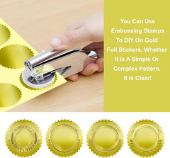 200 PCS Gold Foil Stickers – 2» Gold Stickers for Envelope Seals | Metallic Emb