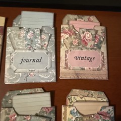One Hand made junk journal vintage rose pocket with tags ￼￼￼
