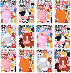 24 Sheets 9″X6″ Make a Face Stickers for Kids, Make Your Own Stickers with Unico