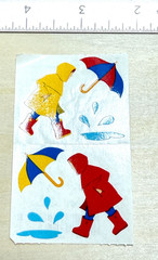 Two Vintage Mrs Grossman’s Stickers Rainy Day Puddles and Slickers