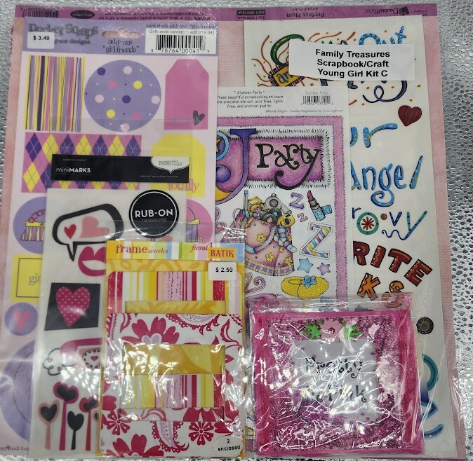 Scrapbook kit for young girl theme 12×12 paper, sticker, ebellishments Lot C