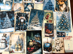 #26 – 150+pcs Blue Christmas JUNK JOURNAL 3D Kit with REAL EPHEMERA Mixed Media