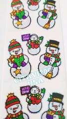 HAMBLY STUDIOS STICKERS HOLIDAY PRISMATIC CHRISTMAS LET IT SNOW SNOWMAN VINTAGE