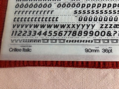 Letraset 3 INSTANT LETTERING Transfer Letters Crillee Italic 36pt England 1