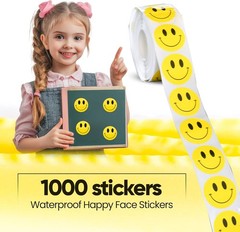 1000PCS Yellow Smiley Face Stickers 1 Inch – Bulk Happy Face Stickers for Clas