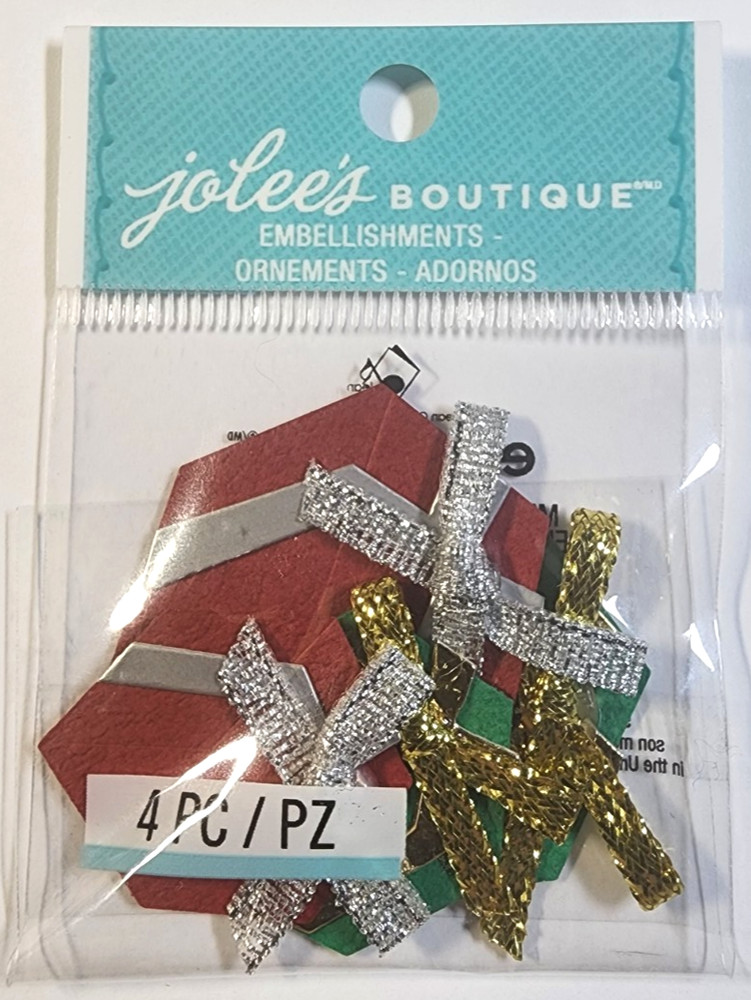 Jolee’s Boutique 3D Red Green Christmas Gifts Ephemera Retired 2003 Scrapbook