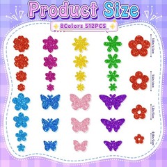 Self-Adhesive Glitter Foam Stickers – 512 PCS Spring Flower & Butterfly Set