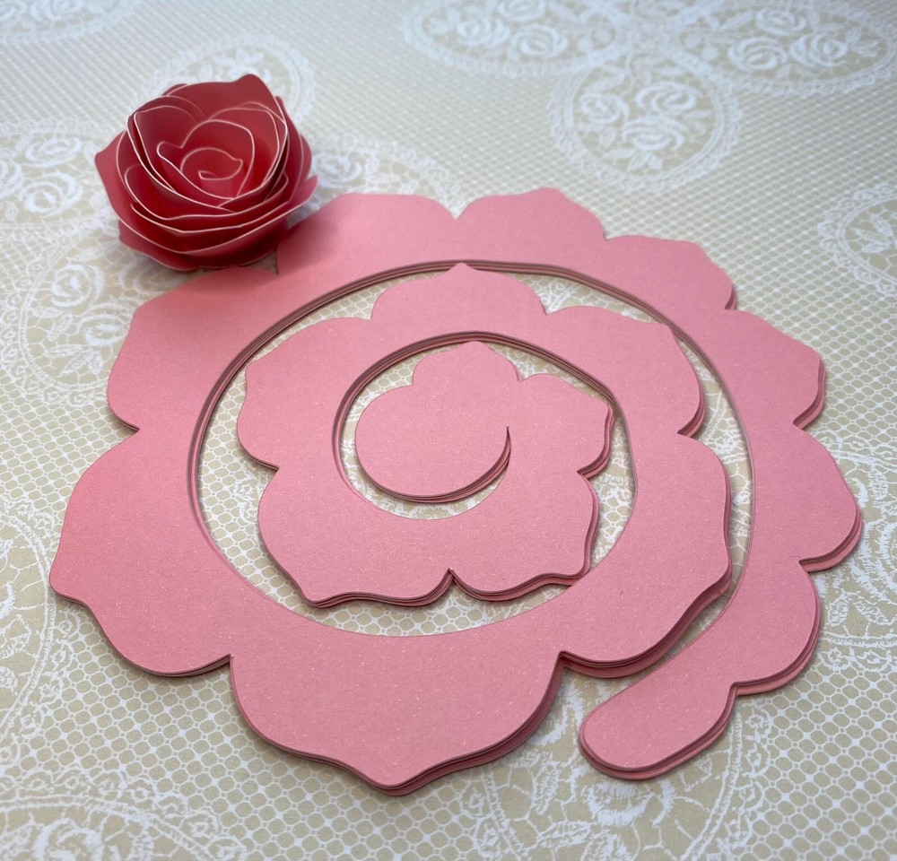 20 Pink Cardstock Precut Rolled Flowers Scrapbook Junk Journal Shadow box
