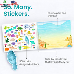 Animal Sticker Book Activity for Kids with 500+ Habitat Stickers, Toddler Airpla