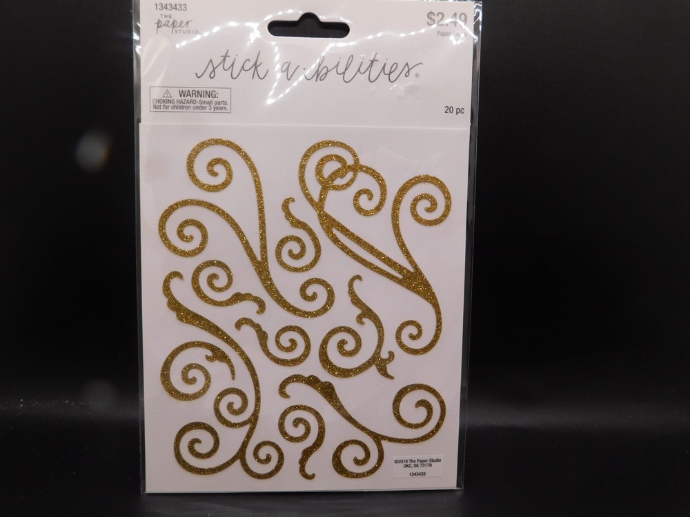 The paper studio stick a bilities gold glitter swirls 20pc