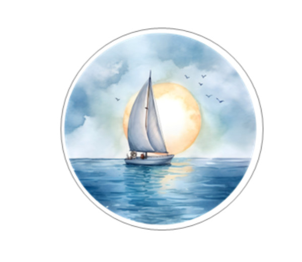 Sailboat Moon Ocean Sailing Handmade Stickers Scrapbook Planner Envelope Label