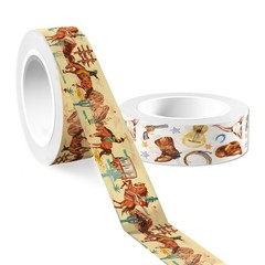 12 Pcs Western Cowboy Washi Tape 0.6 inch x 16.4ft, red, brown, white