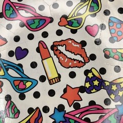 Vintage Lisa Frank Sticker Sheet Lipstick Sunglasses Heels Lips Polka Dots S125