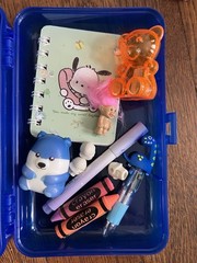Blue Scholastic Book Fair Pencil Case Stickers Erasers 1990s 2000 W Book Fools