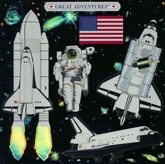 6″ x 6″ ~ Space Shuttle USA Galaxy Flag Astronaut Grossman Sticker SALE ~