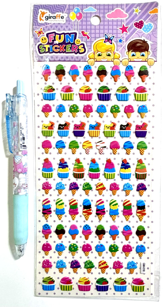Small Puffy Ice Cream Stickers Scrapbooking Card Journal Planner Giraffe