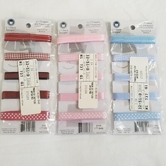 NEW Lot 3 Li’l Davis Designs Ribbon Gingham Polka Dot Solid Blue Pink Red -B