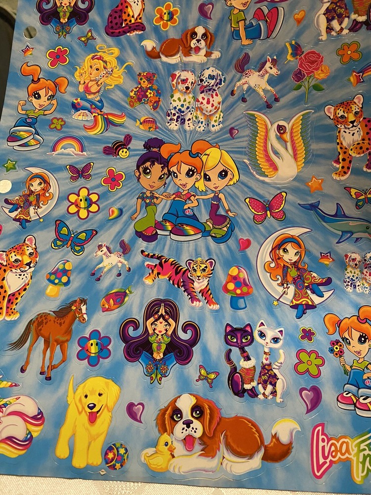 JUMBO Lisa Frank Characters Large Jumbo Sticker Sheet For 3 Ring Binder
