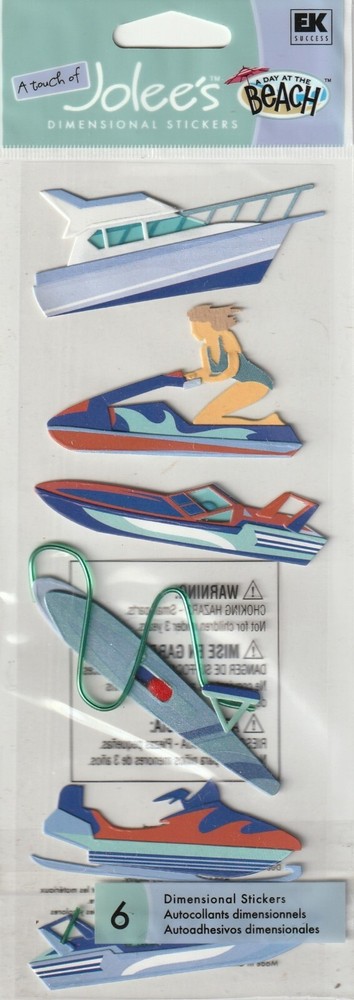 A Touch of Jolee’s WATER SPORTS JET SKI 3-D Stickers 66695 FAST FREE shipping!