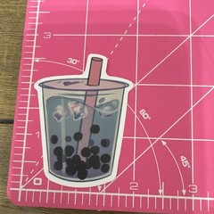 Bubble Tea Boba & Sloth Stickers Set, Multicolor Food & Drink Theme (4pcs)