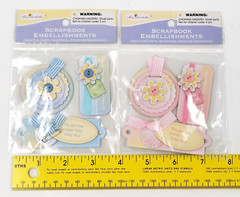Newborn Baby Dimensional Chipboard Stickers Girl & Boy Pastel Crafts Lot of 2