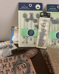 Scrapbook Card Making Embellishment Lot Pins Letters Stickers Buttons More