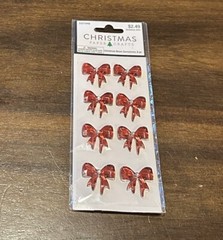 Hobby Lobby Christmas Acrylic RED BOW Gemstones 8 Pieces Scrapbook Gift