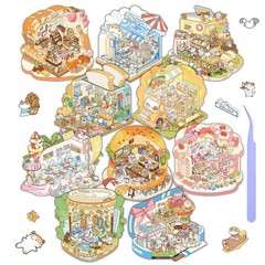3D Scene Sticker Style 5 DIY Miniature Sticker Book Cute Cartoon Scenes