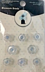 Imaginisce 8 Baby Blue Blossom Flower Button Brads Two Sizes – NEW