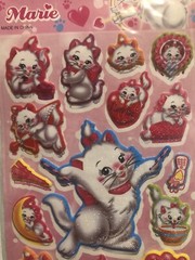 Disney Marie Cat Glitter Puffy Sticker Sheet Scrapbooking, Kids Diary Collecting