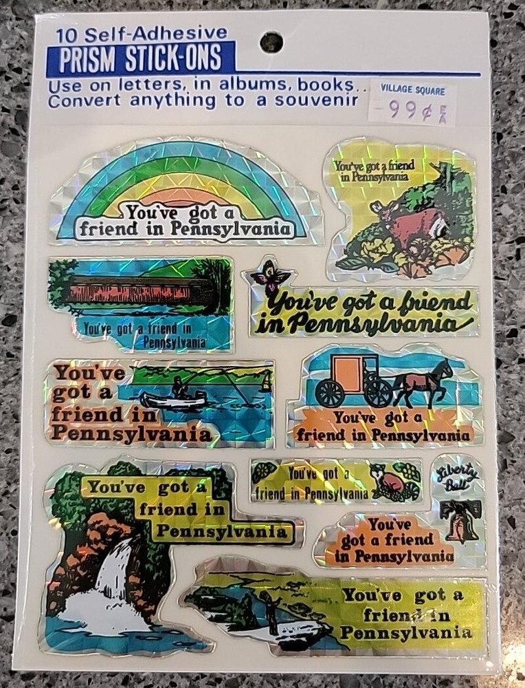 Vintage 80s Prism Stickers SEALED New Pack Pennsylvania Stick-ons Rainbow, Fish