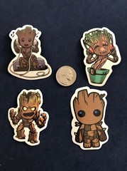 Guardians Of The Galaxy Groot Lot Of 4 Stickers. – New