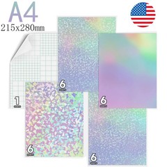 A4 25 Mixed Holographic Sticker Paper Clear Self-Adhesive Laminating Overlay