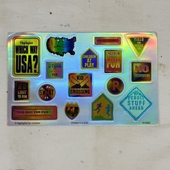 Vintage 90s Highlights Magazine Holographic Road Sign Stickers #1 Which Way USA