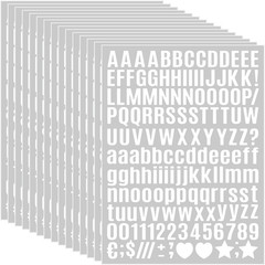 15 Sheet Small Letter Stickers – 1/2 Inch White Vinyl Self Adhesive Alphabet Num