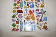 Laser Beach/Ocean Sticker 74PC Surf Board Jet Ski Palm Tree Snorkel Scrapbooking