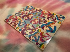 Vontage Lisa Frank Markie Unicorn Hearts Sticker Sheet S168