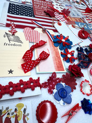 Red White and Blue USA Patriotic scrapbook planner journal junk paper craft lot