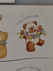 Vtg Teddy Bear Stickers Religious Christian Love One Another God’s Gift Rejoice