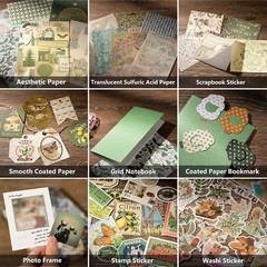 Vintage Junk Journal Supplies Aesthetic Journaling Kit, Scrapbook Papers Sticker