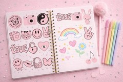 Pink Girly Aesthetic Sticker Set – 18 Piece
