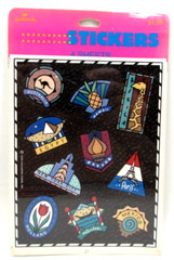 Vintage 1990 Travel Stickers Australia Hawaii Africa NYC Paris Hallmark NOS NIP