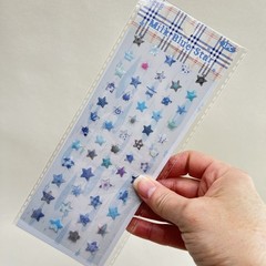 Tiny Blue Pattern Star Epoxy Stickers Scrapbooking Junk Journaling Collage Cards