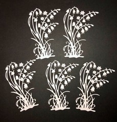 5 BLUEBELL FLOWERS cardstock paper die cut embellishments