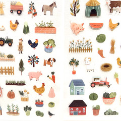 Farm Stickers 4 Sheets Animals Junk Journal Collage Planner Scrapbooking