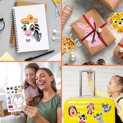 48 PCS Make a Face Stickers Sheets for Kids, Make Your Own Animal Mix and Mat…