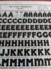 5 Letraset INSTANT LETTERING Transfer Letters 36pt & 48pt Paddington NICE 1
