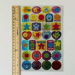 Vintage 1999 Sparkle Glitter Stickers SMILEY FACES STARS HEARTS